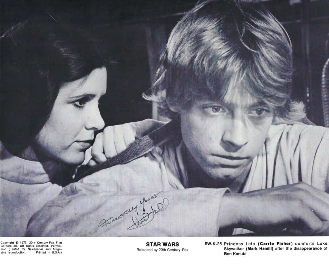 Stamped Mark Hamill signature on a Star Wars photo