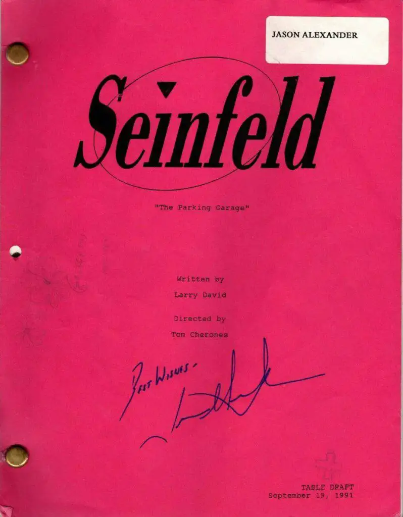 Jason Alexander signed Seinfeld script