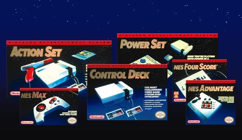 NES era console and controller boxes designed by Tim Girvin