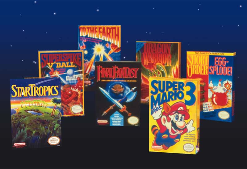 NES era game boxes designed by Tim Girvin