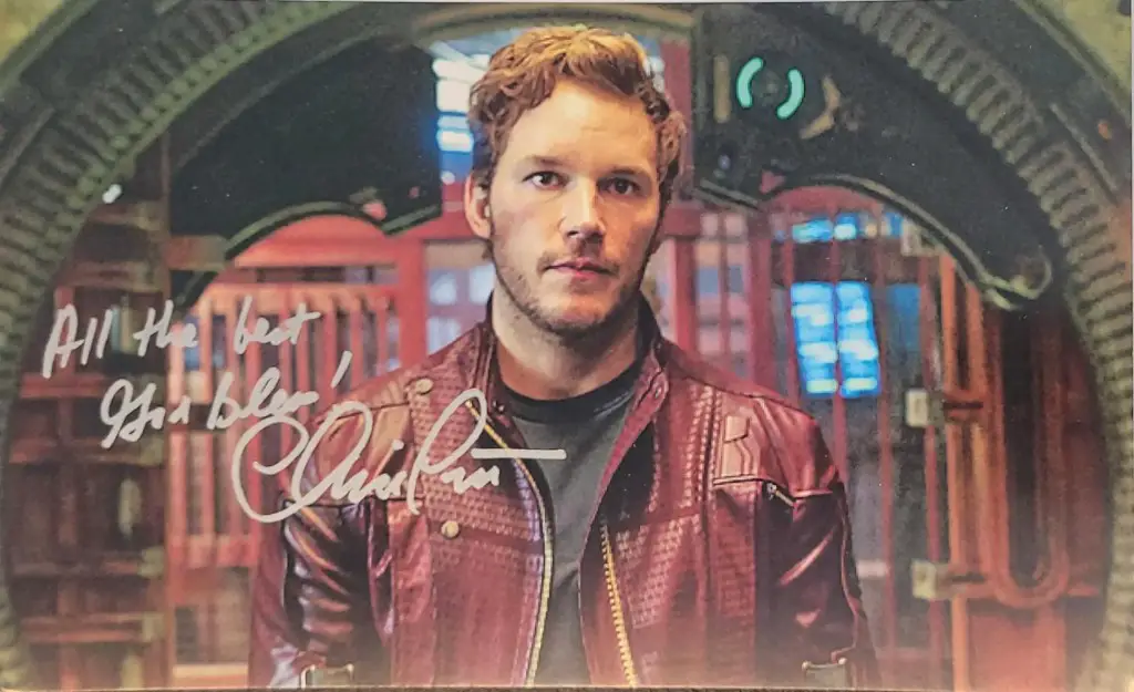 Chris Pratt sent an autopen signature via venue from the set of “Thor: Love and Thunder”