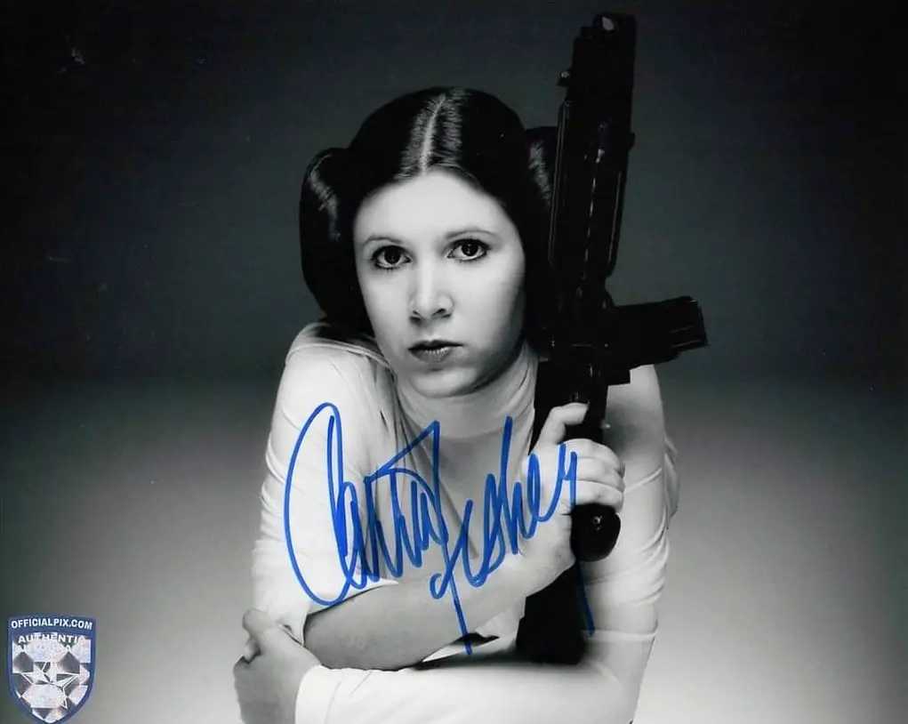 Signed photo by Star Wars actor Carrie Fisher