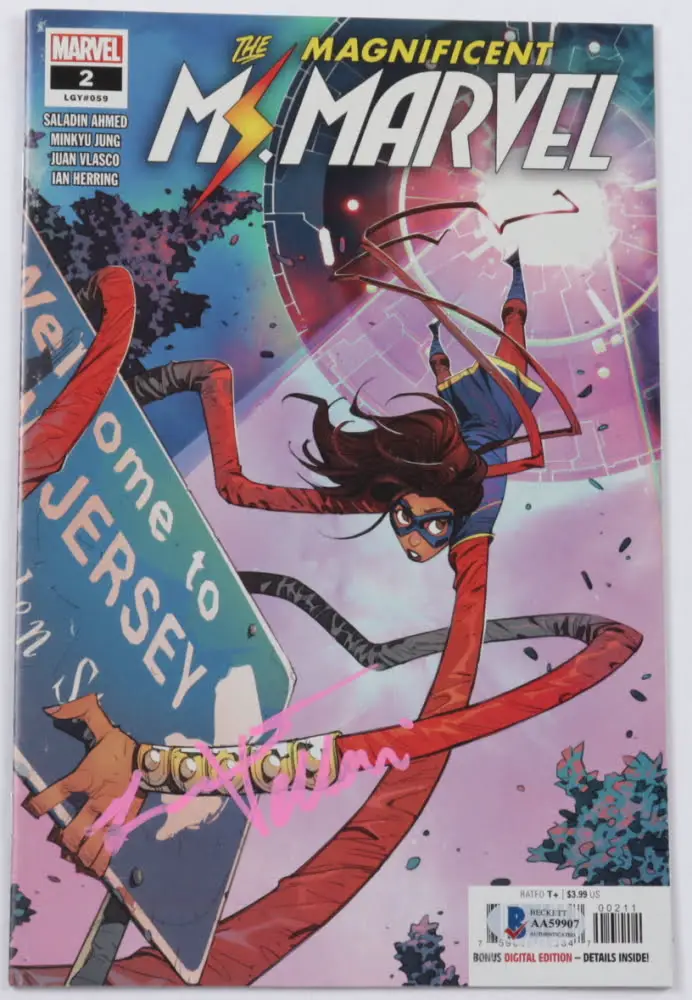 Ms. Marvel comic signed by Iman Vellani