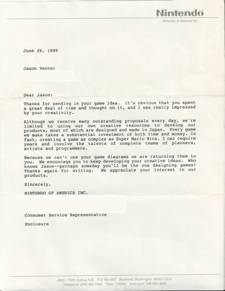 Nintendo Letter