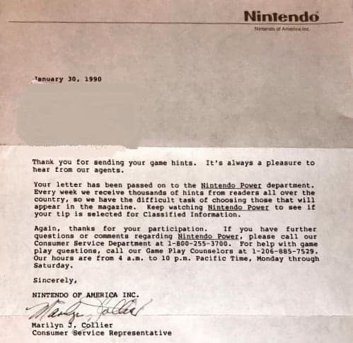 Nintendo Letter