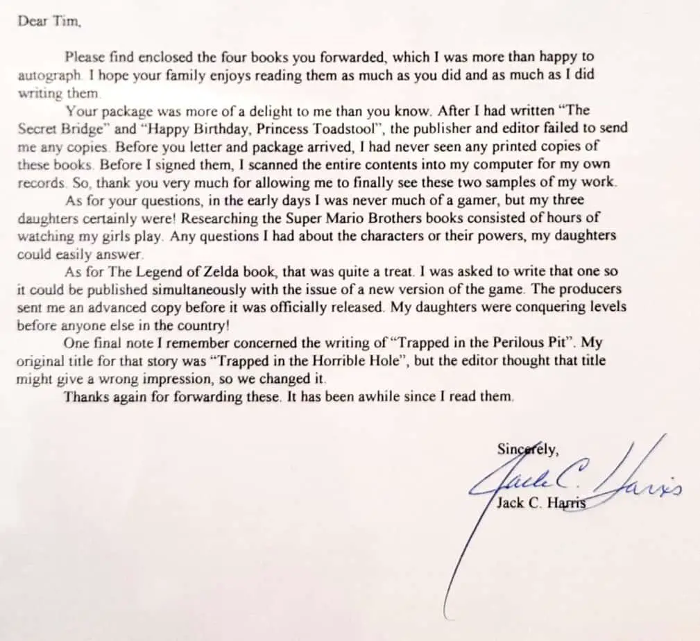 Jack C. Harris Letter