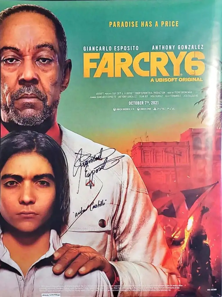 Giancarlo Esposito signed Far Cry 6 Poster