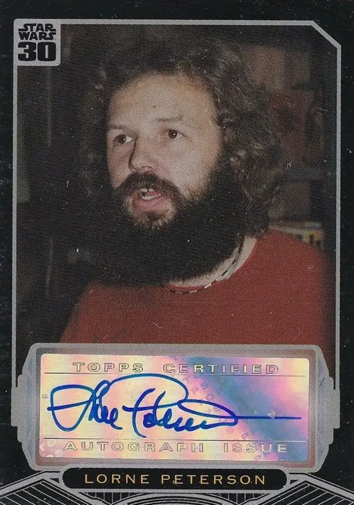 Lorne Peterson autograph on 30th anniversary card