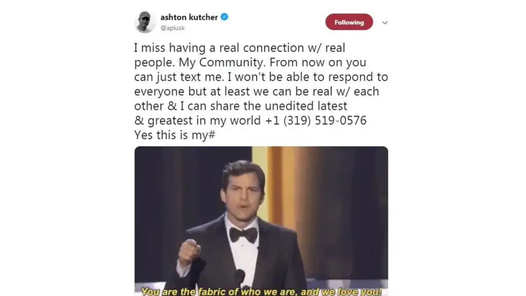 Ashton Kutcher Community phone number