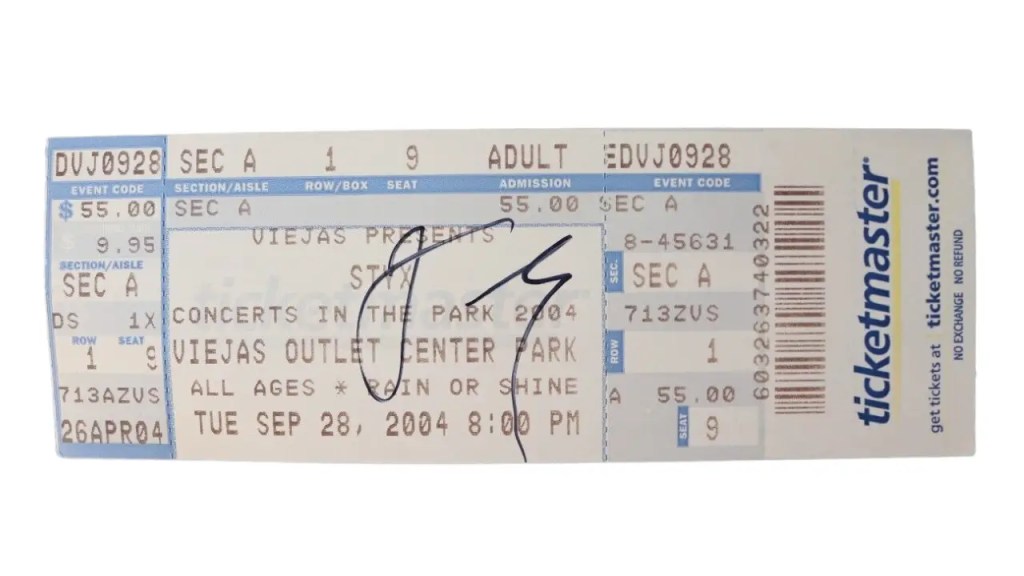 Signed Concert Ticket