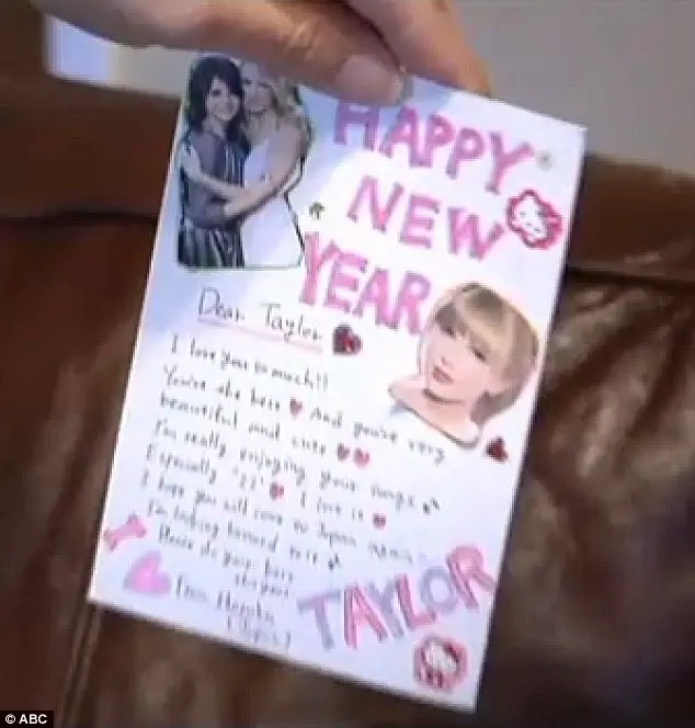 Taylor Swift fan mail. An example of one of the letters pulled from the garbage. 