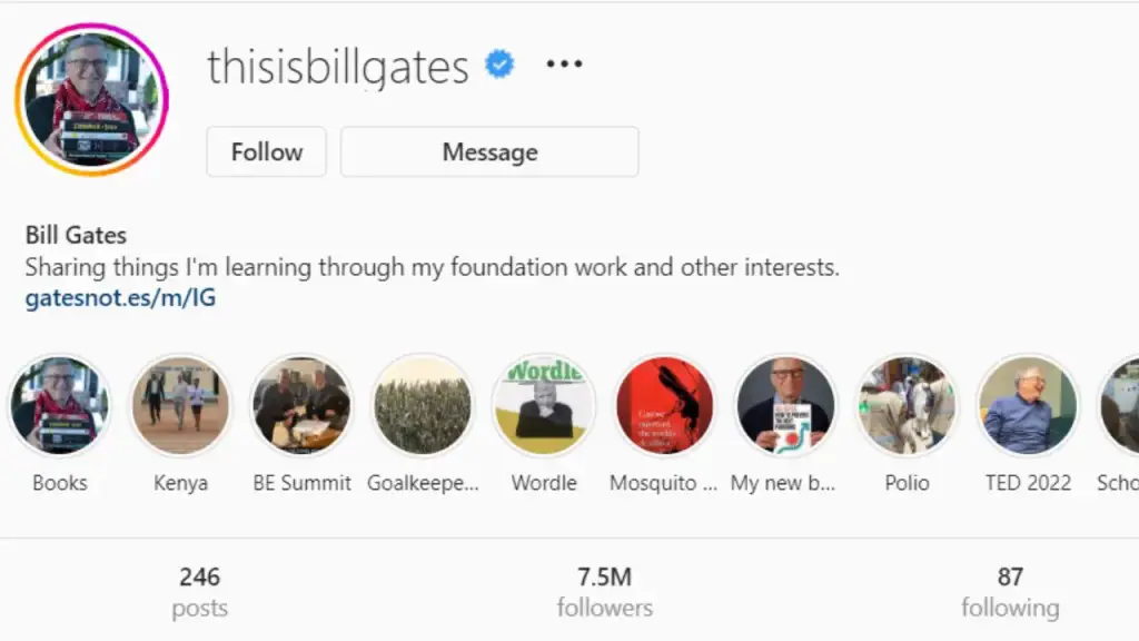 Bill Gates Instagram Account