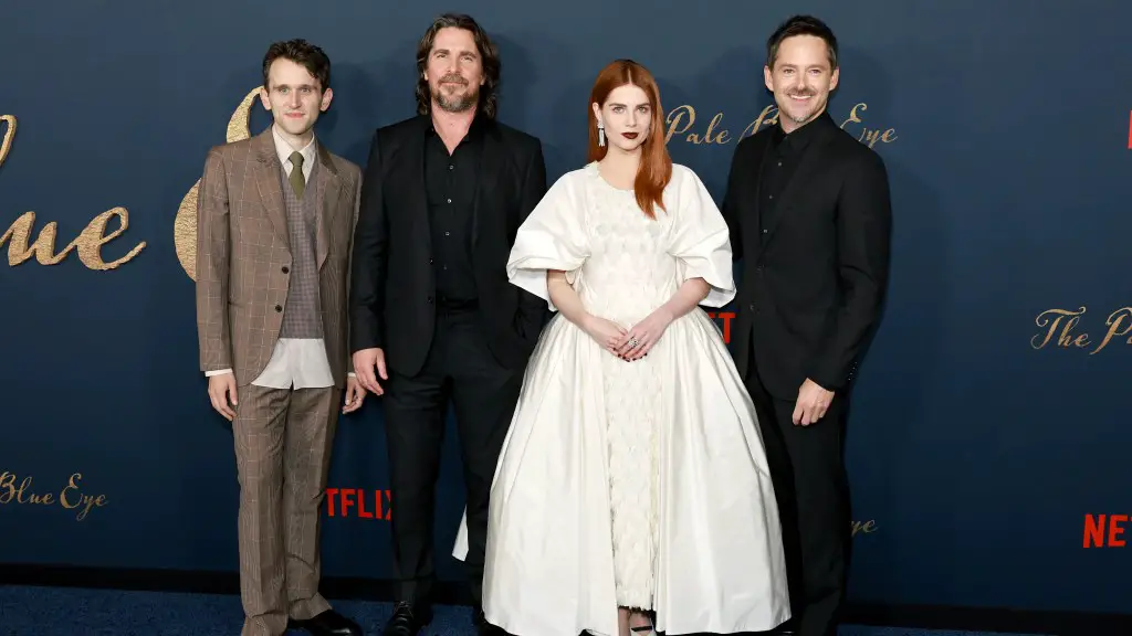 Harry Melling, Christian Bale, Scott Cooper and Lucy Boynton at event for The Pale Blue Eye