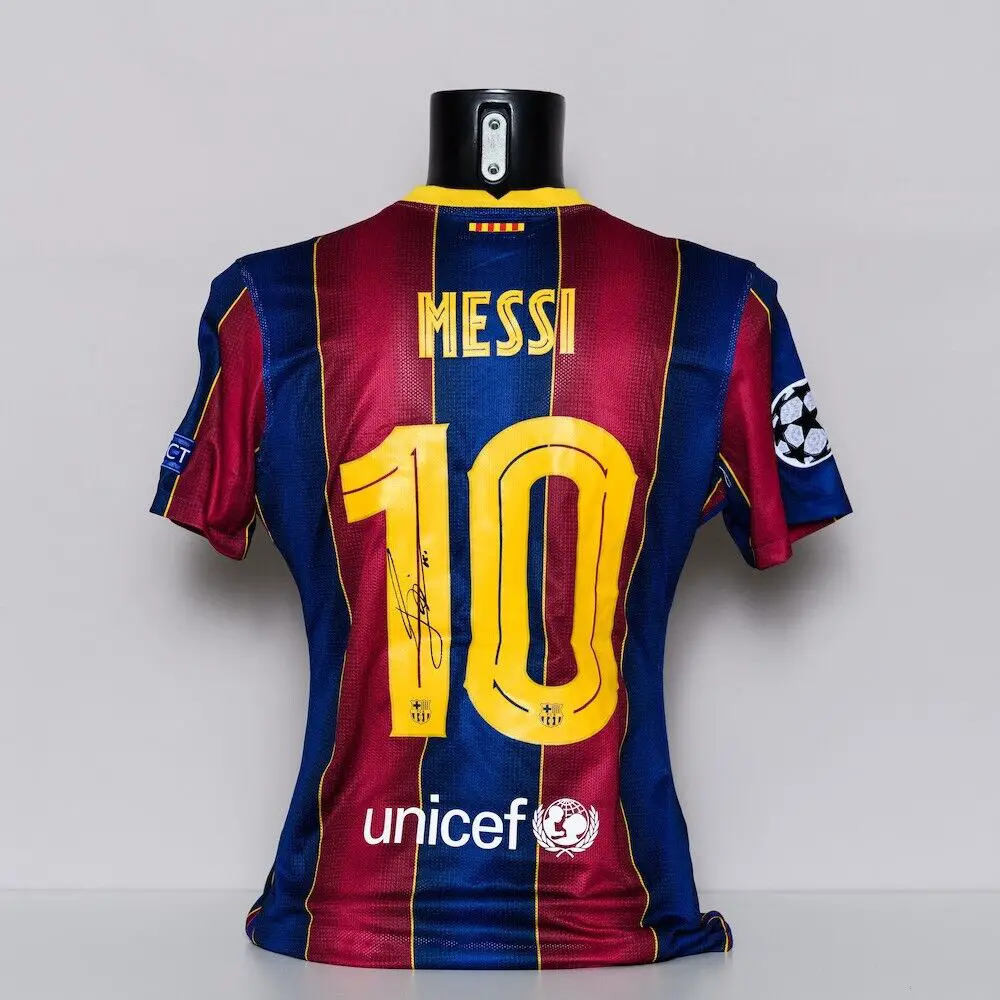 Messi Dual Signed Jersey UEFA COA