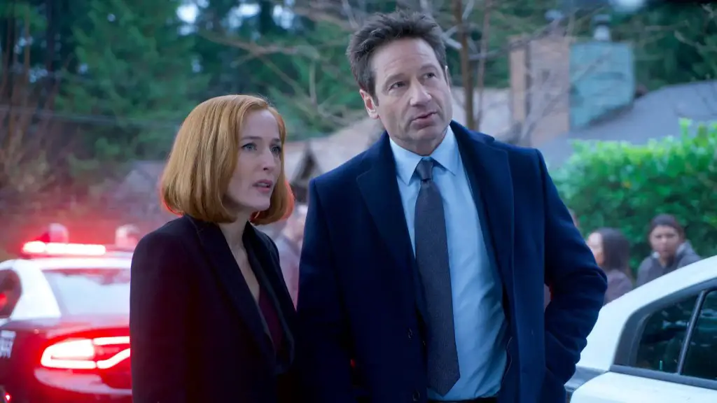 Still of Gillian Anderson and David Duchovny in The X-Files and Familiar