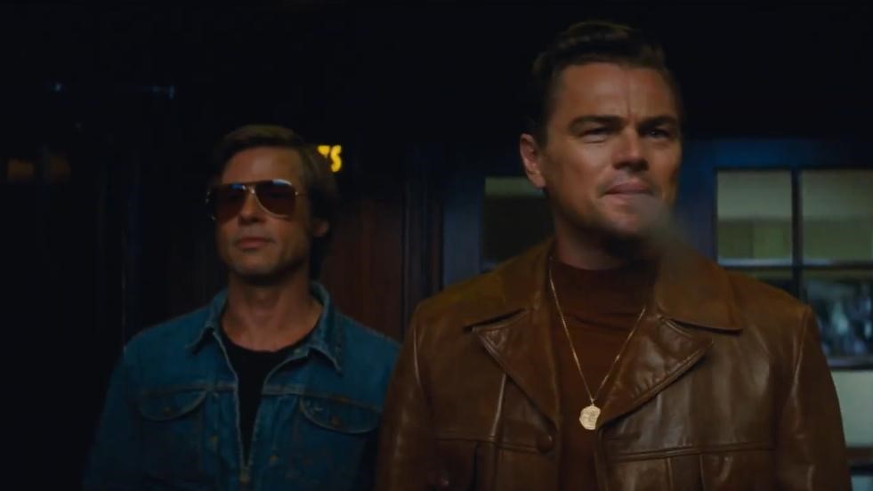 Still of Leonardo DiCaprio and Brad Pitt in Once Upon a Time in Hollywood