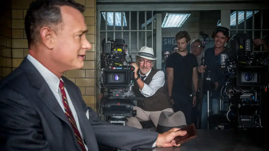 Still of Steven Spielberg and Tom Hanks in Bridge of Spies