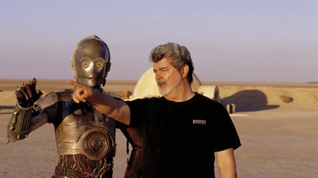Still of George Lucas and Anthony Daniels in Star Wars Episode II - Attack of the Clones