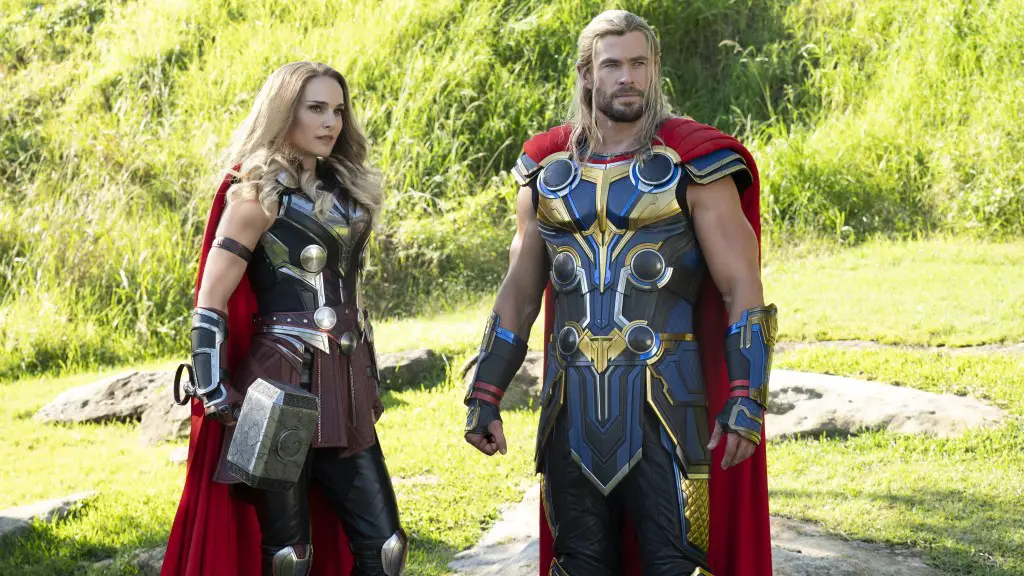 Still of Natalie Portman, Chris Hemsworth and Joshua Friedman in Thor: Love and Thunder