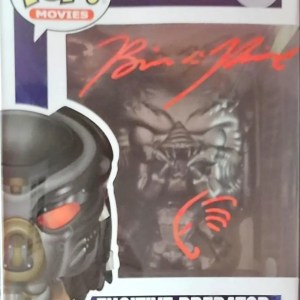 This autographed Funko Pop, hand-signed by Brian A. Prince with a Predator sketch and JSA COA, is perfect for any collection.
