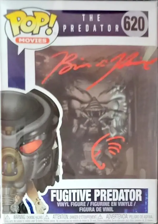 This autographed Funko Pop, hand-signed by Brian A. Prince with a Predator sketch and JSA COA, is perfect for any collection.