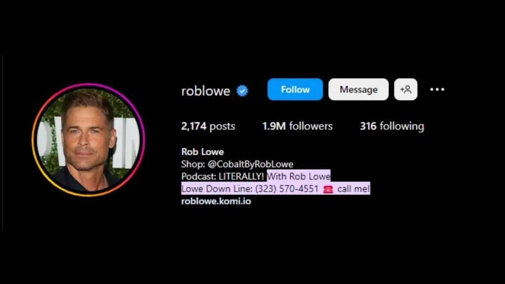 Rob Lowe
Shop: @CobaltByRobLowe
Podcast: LITERALLY! With Rob Lowe
Lowe Down Line: (323) 570-4551 ☎️ call me!
roblowe.komi.io