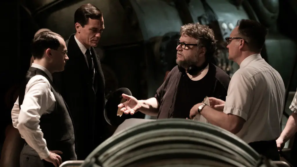 Still of Guillermo del Toro, David Hewlett, Michael Shannon and Michael Stuhlbarg in The Shape of Water