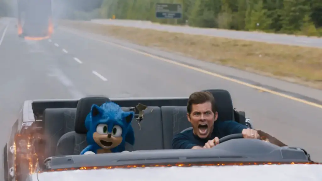 Still of James Marsden and Ben Schwartz in Sonic the Hedgehog