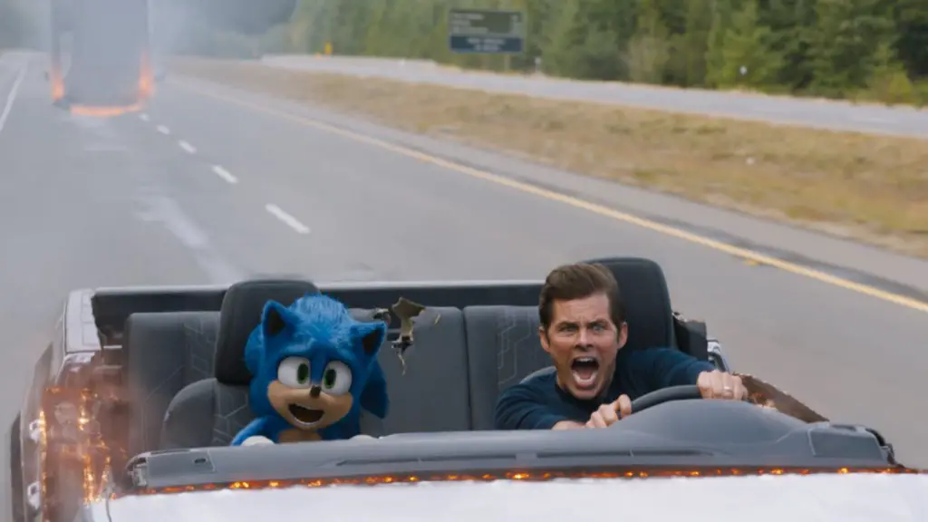 Still of James Marsden and Ben Schwartz in Sonic the Hedgehog