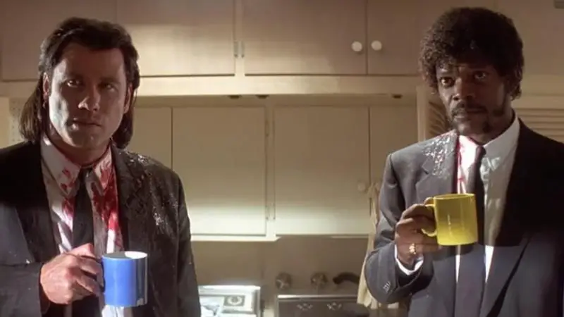 Still of Samuel L. Jackson and John Travolta in Pulp Fiction