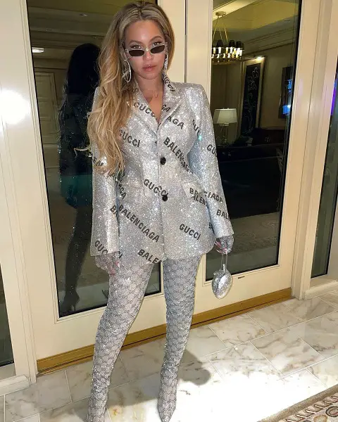 Beyonce wore a full silver Gucci x Balenciaga outfit