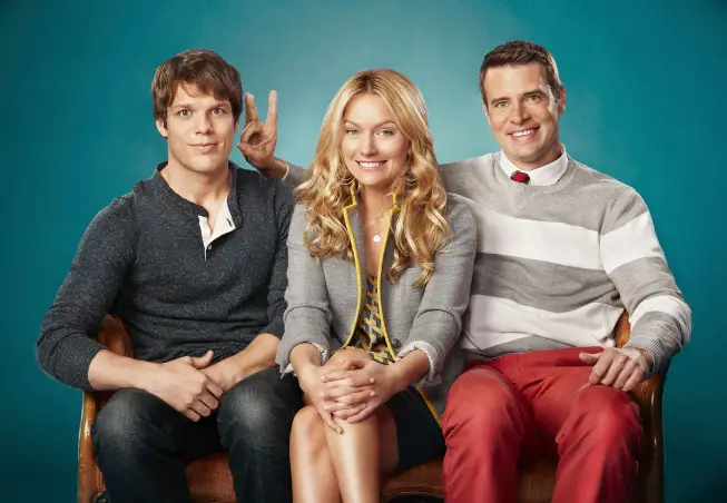 THE GOODWIN GAMES: Jimmy (Jake Lacy, L), Chloe (Becki Newton, C) and Henry (Scott Foley, R) are three estranged siblings who return home after the loss of their father and unexpectedly find themselves poised to inherit a vast fortune - if, and only if, they can adhere to their late father’s trivial wishes in the new comedy THE GOODWIN GAMES slated for midseason on FOX. ©2012 Fox Broadcasting Co. CR: Patrick Ecclesine/FOX