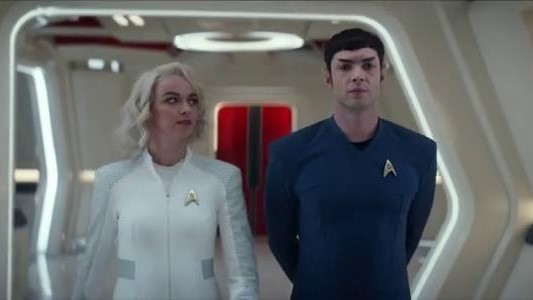 Still of Ethan Peck and Jess Bush in Star Trek: Strange New Worlds and The Serene Squall