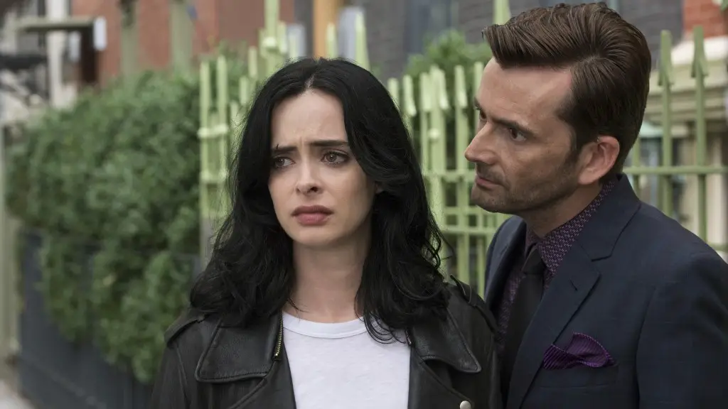 Still of David Tennant and Krysten Ritter in Jessica Jones and A.K.A. Three Lives and Counting