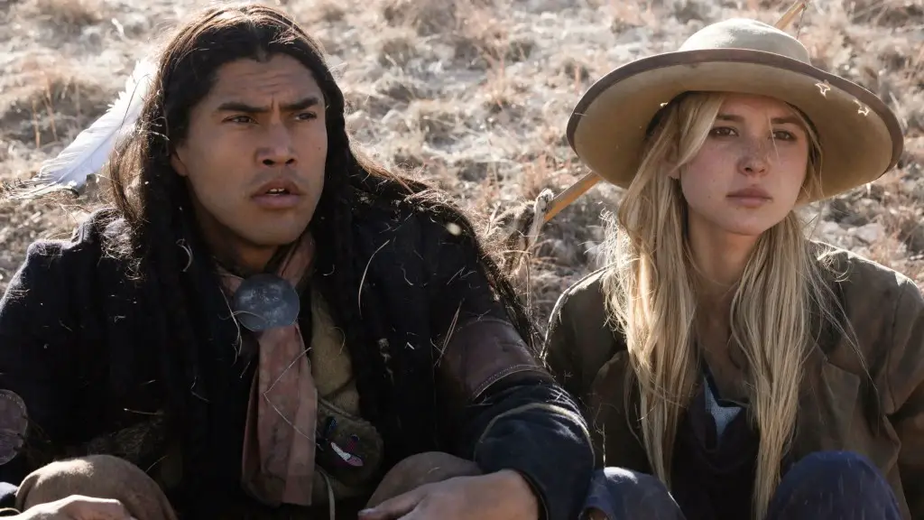 Still of Isabel May and Martin Sensmeier in 1883 and Lightning Yellow Hair