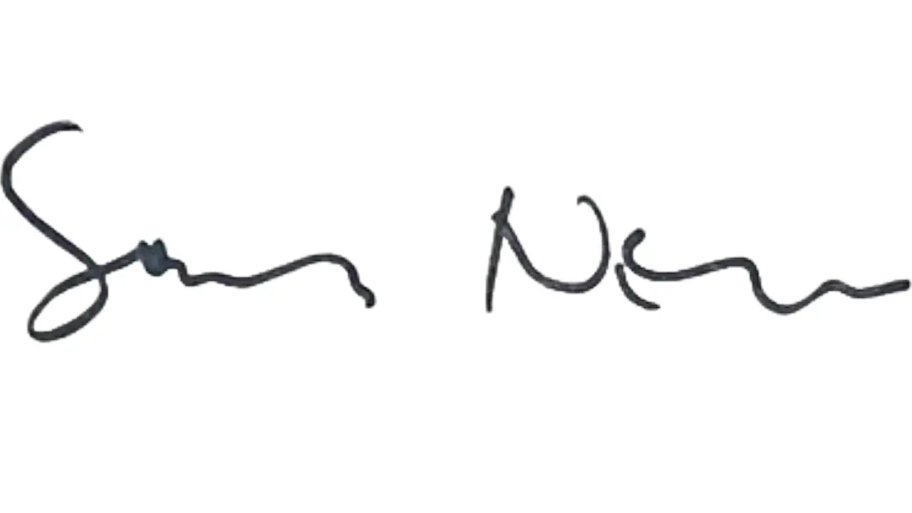 Signature of Sam Neill