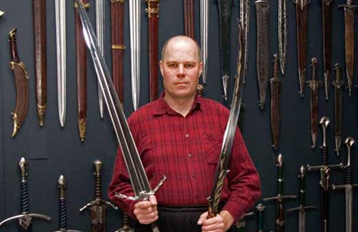 Peter Lyon with his crafted swords