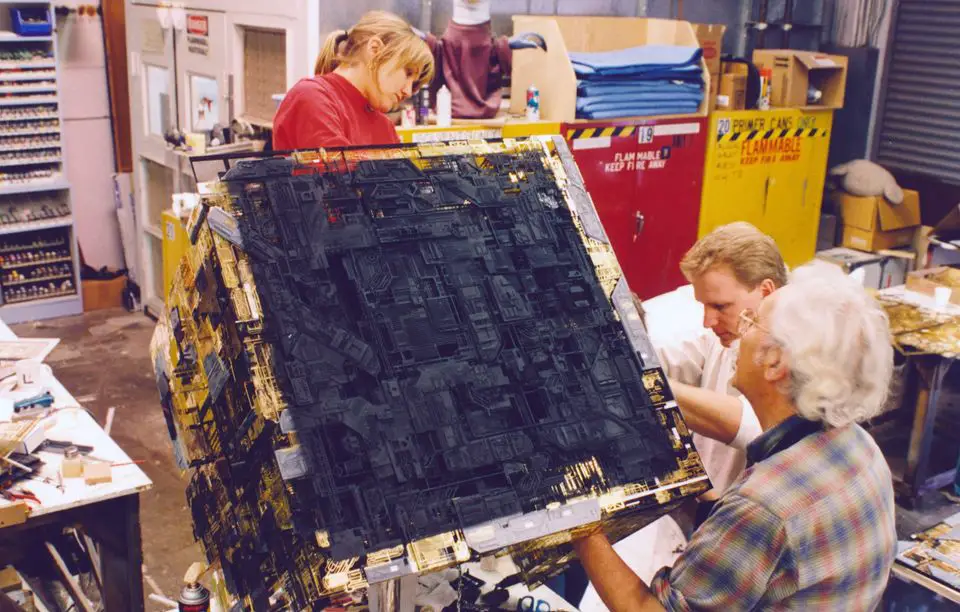Kim Smith working on a Borg Cube miniature
